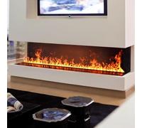 GLETSF Camino A Vapore Acqueo, Camino Elettrico con Collegamento Idrico, Fiamma Multicolore, Controllo Touch/Telecomando/App, Timer, Ottimo Arredamento per La Casa E L'Ufficio-1500mm