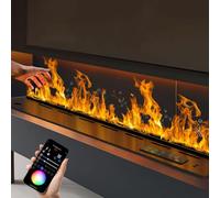 GLETSF Camino A Vapore Acqueo, Camino Elettrico da Incasso con Pannello di Controllo Touch, Simulazione Fiamma 3D, Nebulizzazione Fiamma Regolabile - Soluzione di Riscaldamento