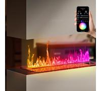 GLETSF Camino A Vapore Acqueo, Umidificatore Elettrico A Nebulizzazione con App/Telecomando, Riempimento Automatico dell'Acqua, Pannello Ultrasottile da 3 Mm, Fiamma Regolabile-Multicolorapp-800mm