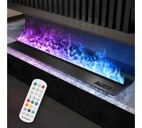 GLETSF Camino Elettrico, Camino A Vapore Acqueo Incorporato con Effetto Fiamma 3D A 7 Colori, App di Controllo Remoto,-100cm/39.3in