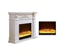 GLETSF Camino Elettrico da Incasso - Camino Decorativo in Legno con Fiamma Ottica A LED, Design Senza Canna Fumaria-White-Without Heater