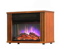 GLETSF Camino Elettrico Decorativo con Effetto Fiamma 3D, Cornice in Legno Vintage, Mini Portatile, Spazio, 900W/1800W