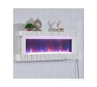 GLETSF Camino Elettrico Decorativo da Parete, con Telecomando/Pulsante, Ultrasottile con Fiamma di Cristallo Colorata