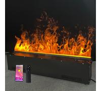 GLETSF Camino Elettrico, Fiamma Atomizzata Realistica con Controllo Intelligente Tramite App/Telecomando/Touch, Umidificatore A Vapore in Acciaio Inossidabile, Pannello Ultrasot-150cm/59inch