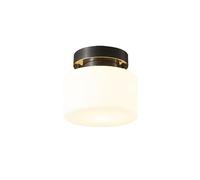 GLETSF Ceiling Lights Contemporary Brass Close To Ceiling Light Fixture with 7.8-inch Drum Shape, Frost Glass for Minimalist Modern Entryway, Hallway, Porch, Balcony, Aisle, And-Black