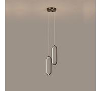 GLETSF Ceiling Lights, Copper Gold Geometric Pendant Light 2 Ring 16W LED Hanging Kitchen Lamp Oval Nordic Modern Black Ceiling Hanging Lamp Adjustable Suspension Light for Bedr-Black 40cm