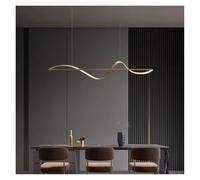 GLETSF Copper LED Chandelier for Dining Room Kitchen Living Room Bedroom Study Modern Luxury Simple Design Gold Lamp Long Pendant Light-One Color-120cm