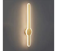 GLETSF Copper Long Strip Wall Sconce, Ultra-Thin Brass Wall Lamp with Black Finish, Linear Hallway Wall Light, Modern LED Wall Lamps - 3 Color Mode, Background Wall Lighting Wal-Brass-82CM