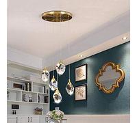 GLETSF Copper Ornate Brass Kitchen Island Crystal Pendant Light - Elegant Lighting Fixture for Dinning Room, Bedroom, Loft, And Restaurant-Copper.-5 Lights-Round