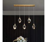GLETSF Copper Ornate Brass Kitchen Island Crystal Pendant Light - Elegant Lighting Fixture for Dinning Room, Bedroom, Loft, And Restaurant-Copper.-5 Lights-Long