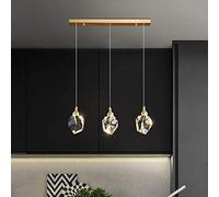 GLETSF Copper Ornate Brass Kitchen Island Crystal Pendant Light - Elegant Lighting Fixture for Dinning Room, Bedroom, Loft, And Restaurant-Copper.-3 Lights-Long