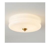 GLETSF Copper Semi Flush Mount Ceiling Light - Mid Century Cream Ceiling Lighting with Glass Lampshade, Vintage Brass Close To Ceiling Light Fixture for Bedroom, Kitchen, And Mi-One Color-40cm