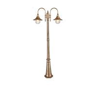 GLETSF E27 Lanterna da Esterno Portatile Tradizionale con 2 Teste per Giardino, Patio e Cortile, palo Classico in Alluminio con Pannello in Acrilico Trasparente, 2 m,Bronze