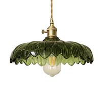 GLETSF Green Glass Creative Retro Style Pendant Lamp,E27 Light Source Single-Head Chandelier,American Personality Hanging Light,Corridor Porch Bedroom Decorative Lighting Fixtur-Green-30cm