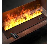 GLETSF Inserto per Camino A Vapore Acqueo, Camino Elettrico Decorativo con Fiamma Atomizzata 3D, Controllo Touch/Telecomando/App, Design Non Riscaldante,