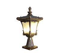 GLETSF Lanterna da palo con Vetro ad Acqua per Esterni/Lanterna da palo Tradizionale E27 Lampada a Colonna Antica Europea per paesaggi e Strade erbose,Bronze