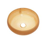 GLETSF Lavabo da Appoggio per Bagno, Lavabo Artistico da 15" in Vetro Temperato con Rubinetto in Ottone Dorato, Lavabo Rotondo Arancione per Mobile Bagno.-A