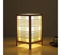 GLETSF LED Table Lamp Night Light Handmade Rattan Bamboo Wood Decoration Natural Bamboo Table Lamp E27 Socket 40 Watt Bar Library Reading Lamp