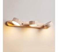 GLETSF LED Vanity Light Adjustable Mirror Front Lamp Wood Bathroom Lighting Fixture Natural Stone Vanity Sconce 180° Rotation Vanity Mirror Lights for Washroom Dressing Table-Wood Color-3-light