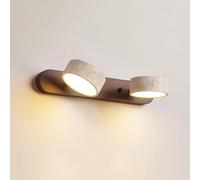 GLETSF LED Vanity Light Adjustable Mirror Front Lamp Wood Bathroom Lighting Fixture Natural Stone Vanity Sconce 180° Rotation Vanity Mirror Lights for Washroom Dressing Table-Walnut Color-2-light
