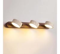 GLETSF LED Vanity Light Adjustable Mirror Front Lamp Wood Bathroom Lighting Fixture Natural Stone Vanity Sconce 180° Rotation Vanity Mirror Lights for Washroom Dressing Table-Walnut Color-3-light