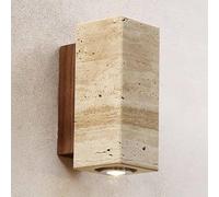 GLETSF LED Wall Sconce Square Wall Light Minimalist Sconces Indoor Wall Washer Natural Stone Wall Lighting Fixture Bedside Wall Lamp for Bedroom Foyer Kitchen Entryway Farmhouse-Wood Grain-16cm