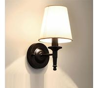 GLETSF Mid-Century Wall Sconce Fabric Shade Wall Lamp Single Head Indoor Wall Mounted Lights Rustproof Iron Wall Luminaire Soft Light Eye-Care Wall Light Hallway Bathroom Vanity-Black