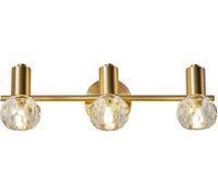 GLETSF Modern Adjustable Wall Lights Copper Gold Bathroom Vanity Lights Crystal Mirror Front Lighting Compatible with Dressing Room, Dressing Table,Chandelier Lamps-Gold-L