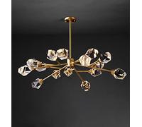 GLETSF Modern - Branch LED Chandelier Compatible with The Kitchen Living Room Diamond Crystal Light Fixtures Bedroom Copper Hanging Lamp,Ceiling Chandelier-D95 15 Lights-Warm