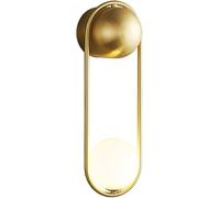 GLETSF Modern Minimalist Style Spherical Glass Wall Sconces, G 9 Light Source Medieval Copper Wall Lights, Creative Bedroom Bedside Decorative Lamp, Suitable for Living Room Ent-Gold