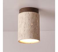 GLETSF Nordic Ceiling Lamp Wood Semi Flush Mount Ceiling Light Natural Stone Hallway Lighting Fixture Modern Close To Ceiling Lights for Kitchen Laundry Room Bedroom Stairs-Walnut Color