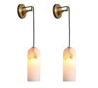 GLETSF Nordic Simplicity Bedside Wall Lamp Natural Cloud Stone Wall Sconces Adjustable Vanity Wall Lights Farmhouse Wall Mounted Lamp Brushed Antique Brass for Living Room Resta-One Color-2 PCS