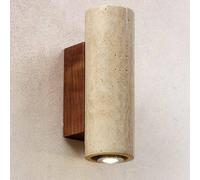 GLETSF Nordic Stone Wall Light Natural Wall Sconce Cylinder Bedside Wall Lamp Metal Hardwired Sconces Wall Lighting for Living Room Hallway E27 Wall Spotlight Indoor Wall Washer-Wood Grain-23cm