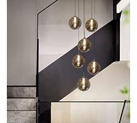 GLETSF Pendant Lamp Dining Table Pendant Lamp Adjustable Height Chandelier 6-Burner Glass Rotatable Staircase Lamp Living Room Lamp