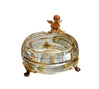 GLETSF Posacenere in Vetro di Cristallo Senza Coperchio, per Auto, per Interni, per Casa, Ufficio, Decorazione da Tavolo, Posacenere Trasparente, Una Piccola Sorpresa-Gold