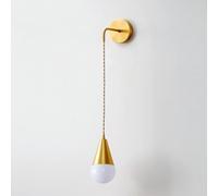 GLETSF Scandinavian Simple Creative Brass Chandelier Postmodern Wall Hanging Small Pendant Light, Copper Glass Ball LED Bedroom Bedside Pendant Light, Nordic Interior Decoration-One Color-S
