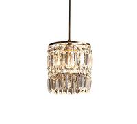 GLETSF Single Crystal Chandelier Crystal Ceiling Light Chandelier, Copper Finish Round Pendant for Bedroom, Living Room, Restaurant, Dining Indoor Use, Flush Mount Hanging Fixtu