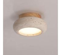 GLETSF Wood Flush Mount Ceiling Light Nordic Stone Ceiling Lamp LED Hallway Lighting Fixture 5.9" Close To Ceiling Lamps, Natural Stone Ceiling Lights for Entryway Balcony Loung-Wood Color