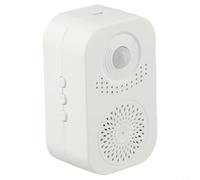 Glewi Campanello di benvenuto con sensore di movimento con lettore audio per l'ingresso del negozio, allarme di sicurezza rilevatore a infrarossi, bianco, batteria inclusa (20 voci/registrabile)