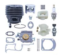 Glewi Cilindro a foro grande per motosega da 52 mm per kit di revisione carburatore a pistone, compatibile con modelli 266XP 266 266SE inclusi cuscinetti e guarnizioni