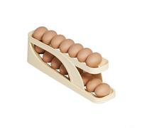Glewi Dispenser automatico di uova rotanti per frigorifero, contenitore scorrevole a doppio strato, capacità 24 uova, organizer da cucina, bianco (1 pz)