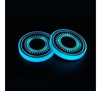 Glewi Luci LED per portabicchieri auto, 7 sottobicchieri che cambiano colore, ricaricabile tramite USB, 150 mAh, per sensore di vibrazione intelligente, anello acrilico impermeabile, (F)