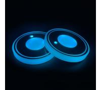 Glewi Luci LED per portabicchieri auto, 7 sottobicchieri che cambiano colore, ricaricabile tramite USB, 150 mAh, per sensore di vibrazione intelligente, anello acrilico impermeabile, (B)