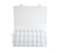 Glewi Scatola organizer a 24 scomparti in PP con coperchio antipolvere bloccabile, 19 x 12,5 x 3,5 cm, custodia multiuso per viti, perline, gioielli