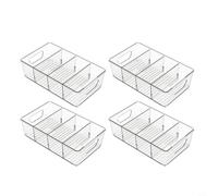 Glewi Scatola portaoggetti trasparente impilabile con 3 divisori, organizer per snack in plastica trasparente per frigorifero (4)