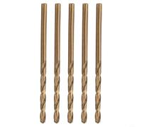 Glewi Set di 5 punte per trapano M35 al cobalto, per acciaio inossidabile temprato e metallo, 5% HSS, punto di divisione per forare in legno e plastica (3 mm)