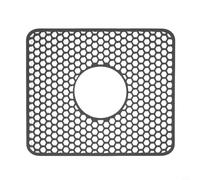 Glewi Tappetino per lavello in silicone a nido d'ape, scolapiatti antiscivolo con piedi, 34 x 29 cm, protezione pieghevole da cucina per lavelli della fattoria (foro centrale grigio)