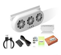Glewi Ventola di scarico solare per auto con 3 motori, raffreddamento di ventilazione 5000 giri/min, doppia alimentazione USB e circolazione d'aria per la maggior parte dei veicoli (bianco, quadrato