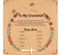 GLEZZA Braccialetto da donna con perline a croce cristiana per la prima comunione, braccialetto con pietra naturale curativa ispiratrice, Thinking of You Get Well Soon, regalo di incoraggiamento per