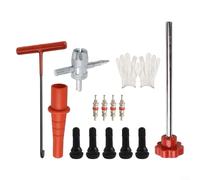 GLFLOW 13 strumenti per cambio rapido della valvola degli pneumatici, in acciaio legato per fori del cerchione da 1,50 cm, include 4 nuclei extra